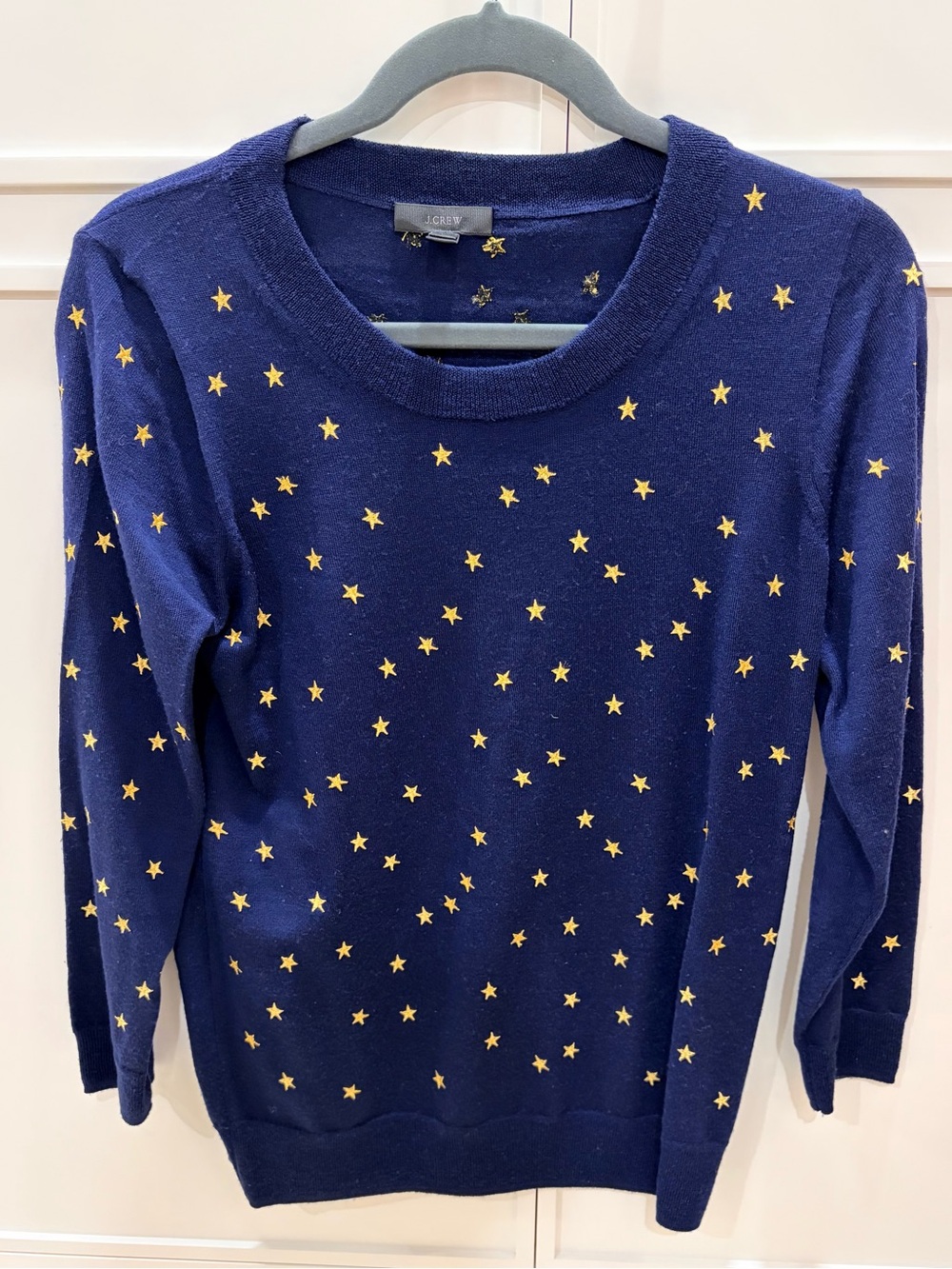 J. Crew Tippi Sweater in Navy Blue with Gold Stars - Picture 2 of 4